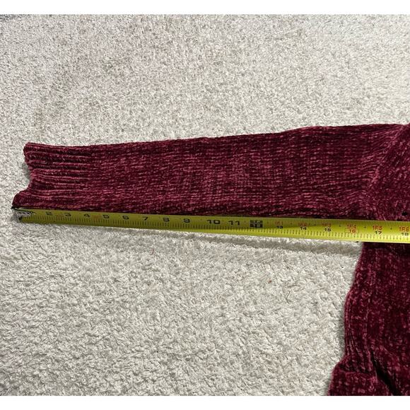 Altar'd State Women's Size Small Eversoft Chenille Scalloped Sweater Red Boxy - Picture 4 of 8